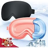 2 Pack 3D Cooling Gel Eye Mask - Reusable Cold Sleep Mask, Eyes Ice Pack with Hot & Cold Compress Therapy for Puffiness, Dark Circles, Dry Eyes, Headaches and Stress Relief (Black/Pink,2 Pack)