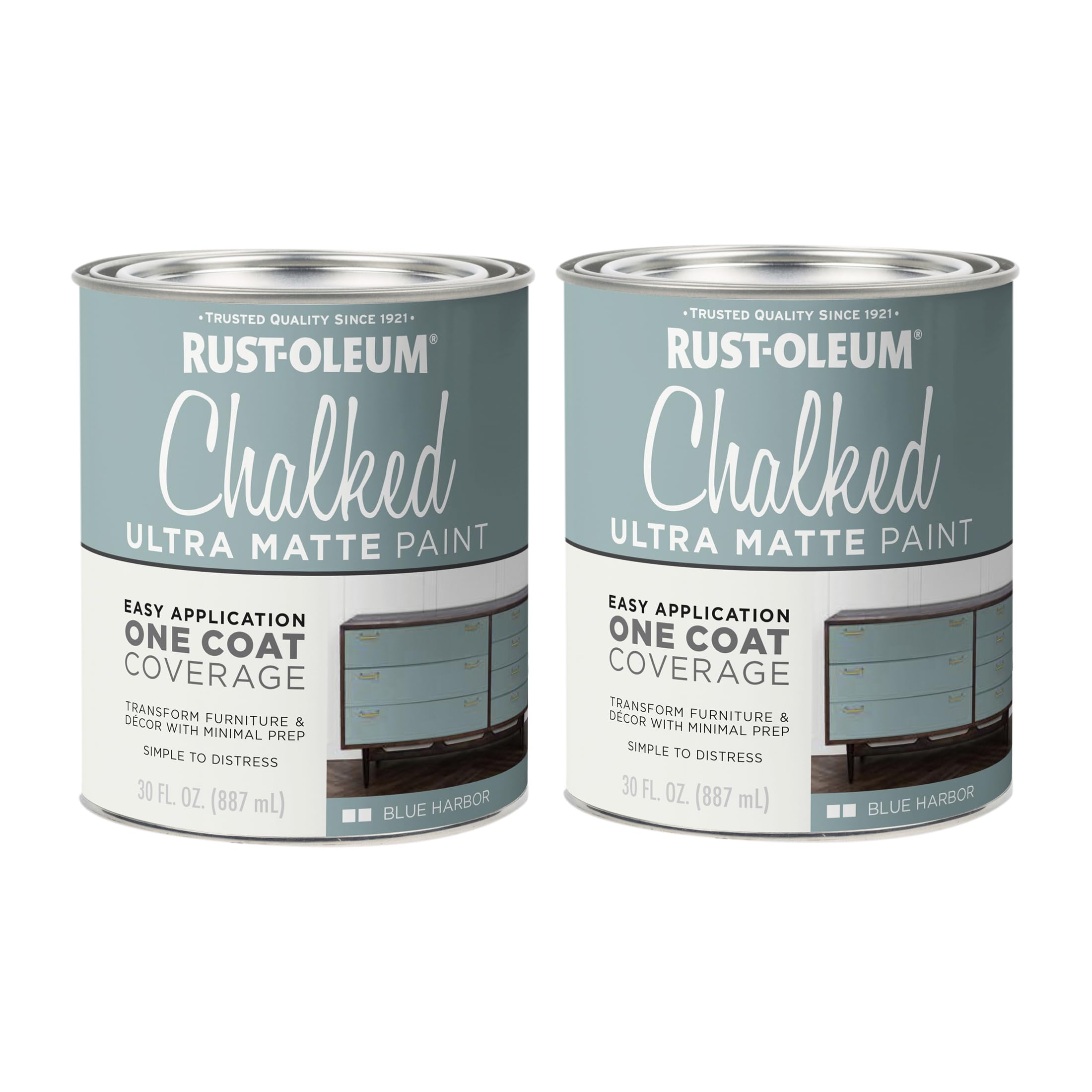 Photo 1 of Rust-Oleum Harbor Blue Chalked All-in-One Ultra Matte Paint | One Coat Coverage | No Primer, Sanding, Or Topcoat Needed | Easy Clean Up | Made in USA | 30 OZ | 2 Pack