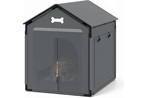 Large Dog House Indoor with Plush Cushion, Dog Kennel for Inside with Door Curtain, Waterproof Pet House Suitable for Small M