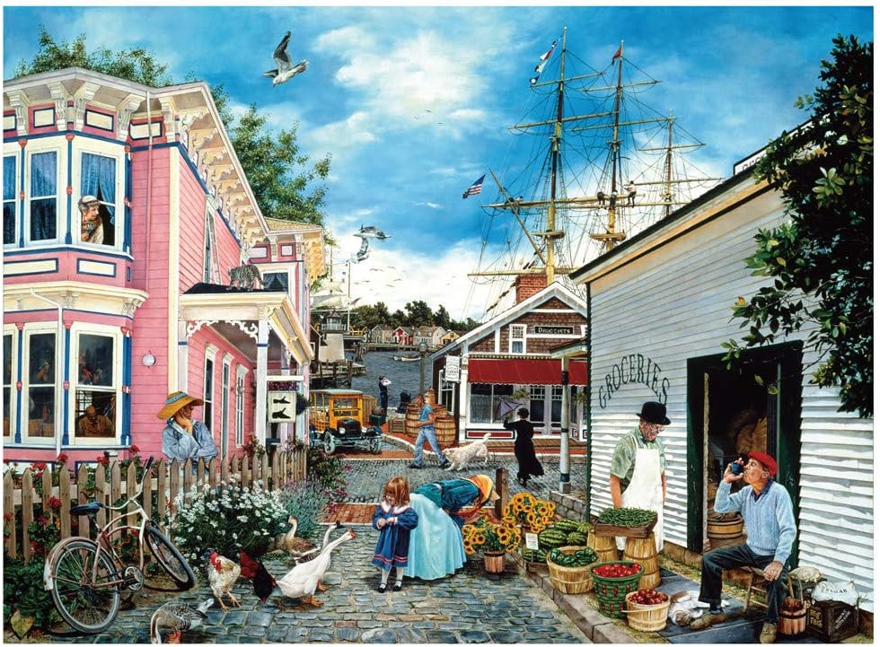 BlueInk Jigsaw Puzzles 1000 Piece for Adults, Kids Puzzles Toys for Family Friends, Brain Challenge Puzzle Sets for Childrens, Good Educational Games Cardboard Puzzles - Dock Town (20'x 27')