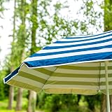 Harbour Housewares Blue Striped Beach Parasol UPF50+ 1.74m Diameter 1.93m High view 3
