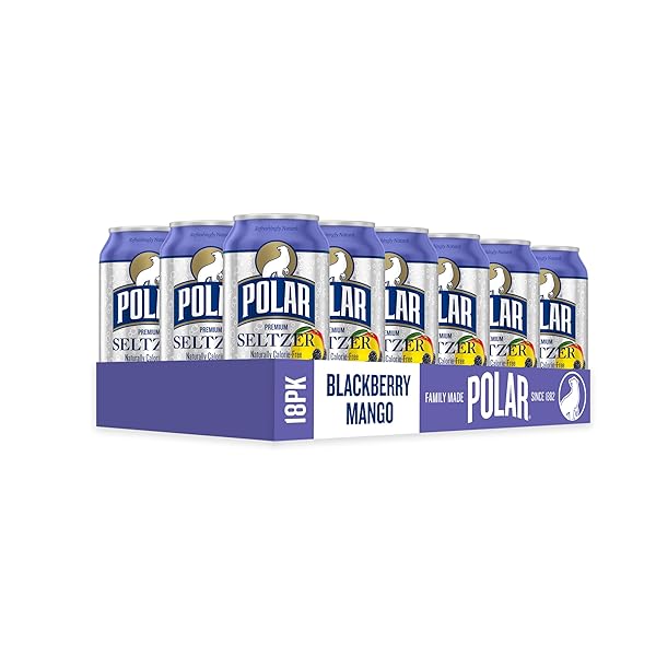 POLAR SELTZER WATER BLACKBERRY MANGO, 12 FL OZ CANS, 18 PACK
