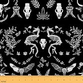 jejeloiu Goth Fabric by The Yard Soft 2 Yards | Gothic Art Death Moth Upholstery Fabric for Sofa Chair Cushion Gothic Skull for DIY Sewing Craft Projects, Not Stretchy