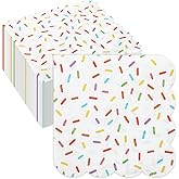 Crtiin 100 Pcs Donut Sprinkle Napkins Scalloped Ice Cream Napkins Disposable 2 Ply Donut Party Paper Cocktail for Baby Shower Birthday Wedding Party Cupcake Table Decor Supplies(White)