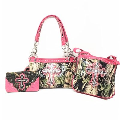 Premium Rhinestone Camo Cross Leather Handbag Set Jamaica Ubuy