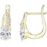 EONFUN Oval Moissanite Hoop Earrings, 3.36cttw D Color Moissanite 925 Sterling Silver Earrings for Women Wedding Mom Birthday Jewerly Gifts