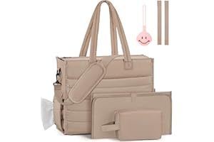 IBFUN Diaper Bag Tote for Baby - Large Baby Bag 4Pcs with Waterproof Changing Pad Pacifier Case, Travel Hospital Mommy Bag