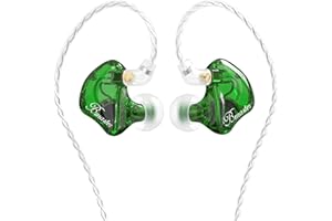 BASN in-Ear Monitors, Bmaster Triple Driver HiFi Stereo Noise-Isolating in-Ear Headphones with Two Detachable MMCX Cables for Stage/Audio Recording (Green)