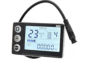 KENANLAN Electric Bike Display Panel, Lightweight ABS Electric Bike LCD Display, Real Time Speed and Mileage, Fit 22.2 Mm Han