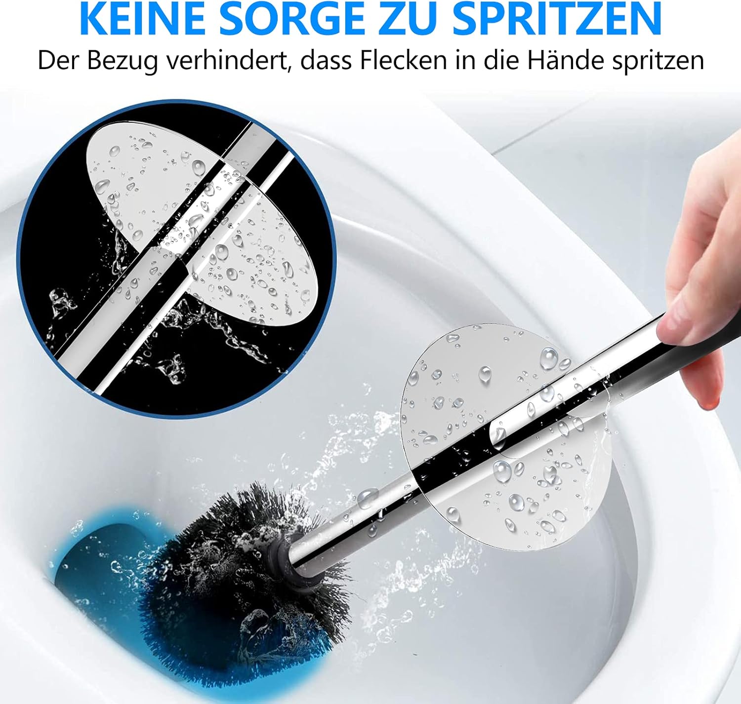Toilet Brush and Holder,Toilet Bowl Brush with 304 Stainless Steel Long Handle, Hidden Toilet Brush with Durable Scrubbing Bristles for Bathroom Deep Cleaning: Kitchen & Dining