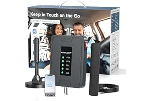 ANNTLENT Cell Phone Signal Booster for Car, Truck and SUV | Boosts Signal for All U.S. Carriers on Band 2, 4, 5, 12, 13 and 17 | Supports Multiple Users and Devices | Easy to Setup | FCC Approved