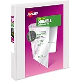 Avery Durable View 3 Ring Binder, 1" Slant Rings, 1 White Binder | For Daily School, Home and Office Use, DuraHinge Tear-Resistant Spine, DuraEdge Split-Resistant Edges, Clear View Cover