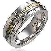 100S JEWELRY White Gold Tungsten Rings For Men Rainbow Moissanite Wedding Promise Band Size 6-16