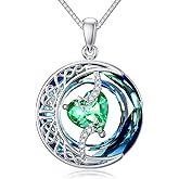 TOUPOP Birthstone Necklace 925 Sterling Silver Moon and Star Pendant with Blue Crystal Celtic Moon Jewelry Anniversary Birthday Gifts for Women Mom Wife Her