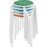 Yaheetech Padded Stackable Stools Set of 5, Classroom Seating, Pastel Tones | Foam-padded faux-leather seats, stackable metal frames, up to 276 lb each; comfy pastel-tone seating for classroom or home.