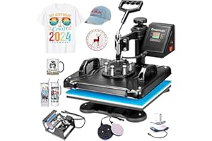 AKEYDIY 5 in 1 Heat Press Machine for t Shirts Heat Transfer Machine12" X 15"Swing Away Shirt Printing Multifunctional Sublimation Machine Digital Shirt Pressing Machine for Tshirt,Hat,Mug,Plate
