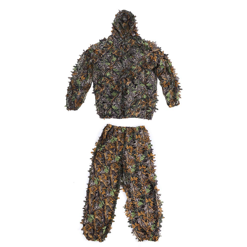 Zerone Camo Ghillie Suit, 3D Leaf Camouflage Suit Hunting Camo Yowie Sniper Archery Ghillie Suit Bionic Camouflage Hunting Clothes