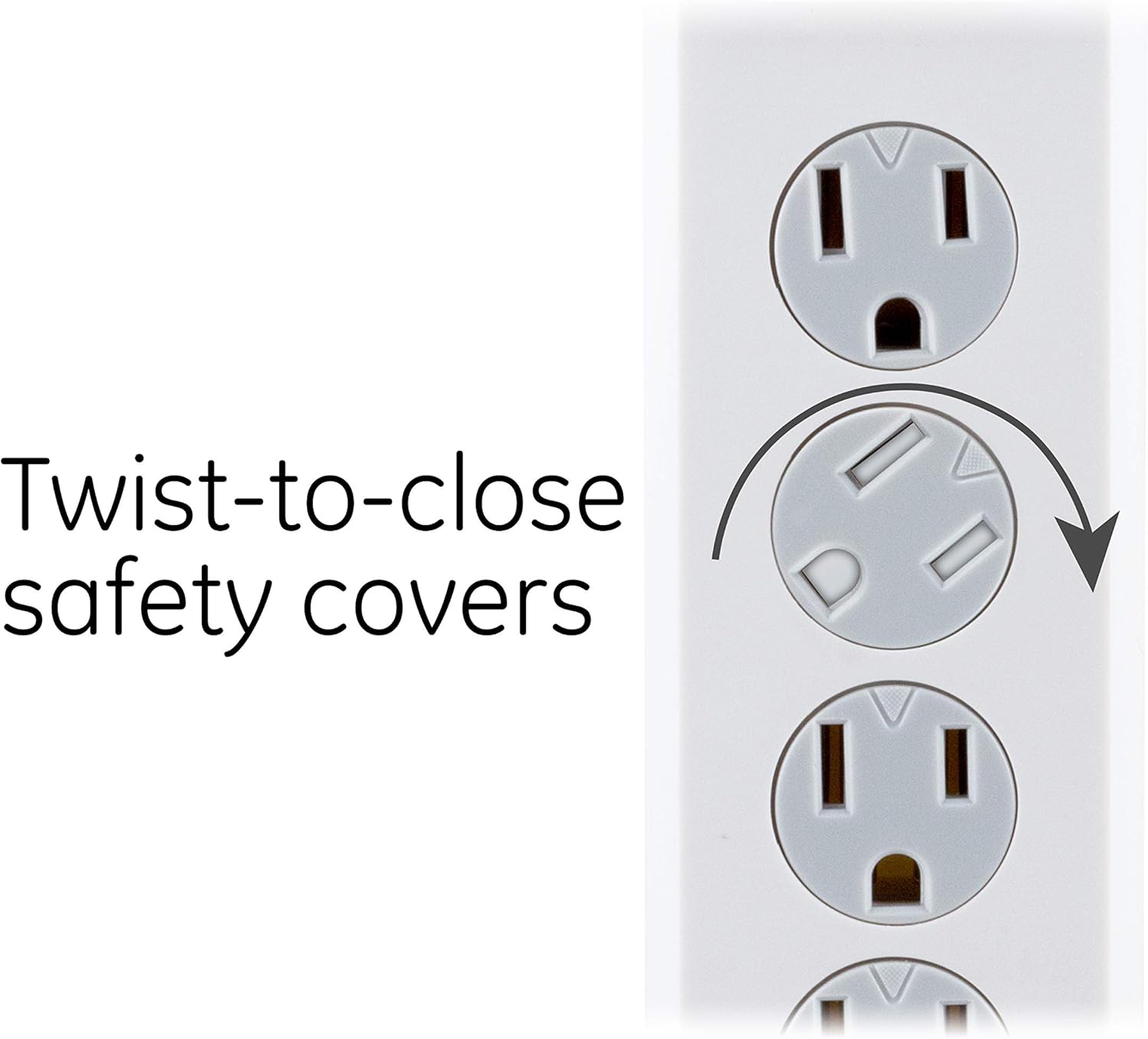 GE 4-Outlet Surge Protector, 2 USB Ports, 3 Ft Power Cord, 450 Joules, Twist to Lock Safety Covers, Automatic Shutdown Technology, Circuit Breaker, Warranty, UL Listed, White, 14090: Home Audio & Theater