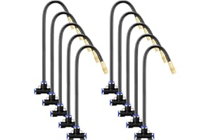 Zonon 10 Pcs Brass Misting Nozzles Tee with 16 Inch Built in Hose 360 Degree Rotation Adjustable Water Mister Nozzles Thread Sprayer 0.043" Misting Parts and Accessories for Patio Outdoor Cooling