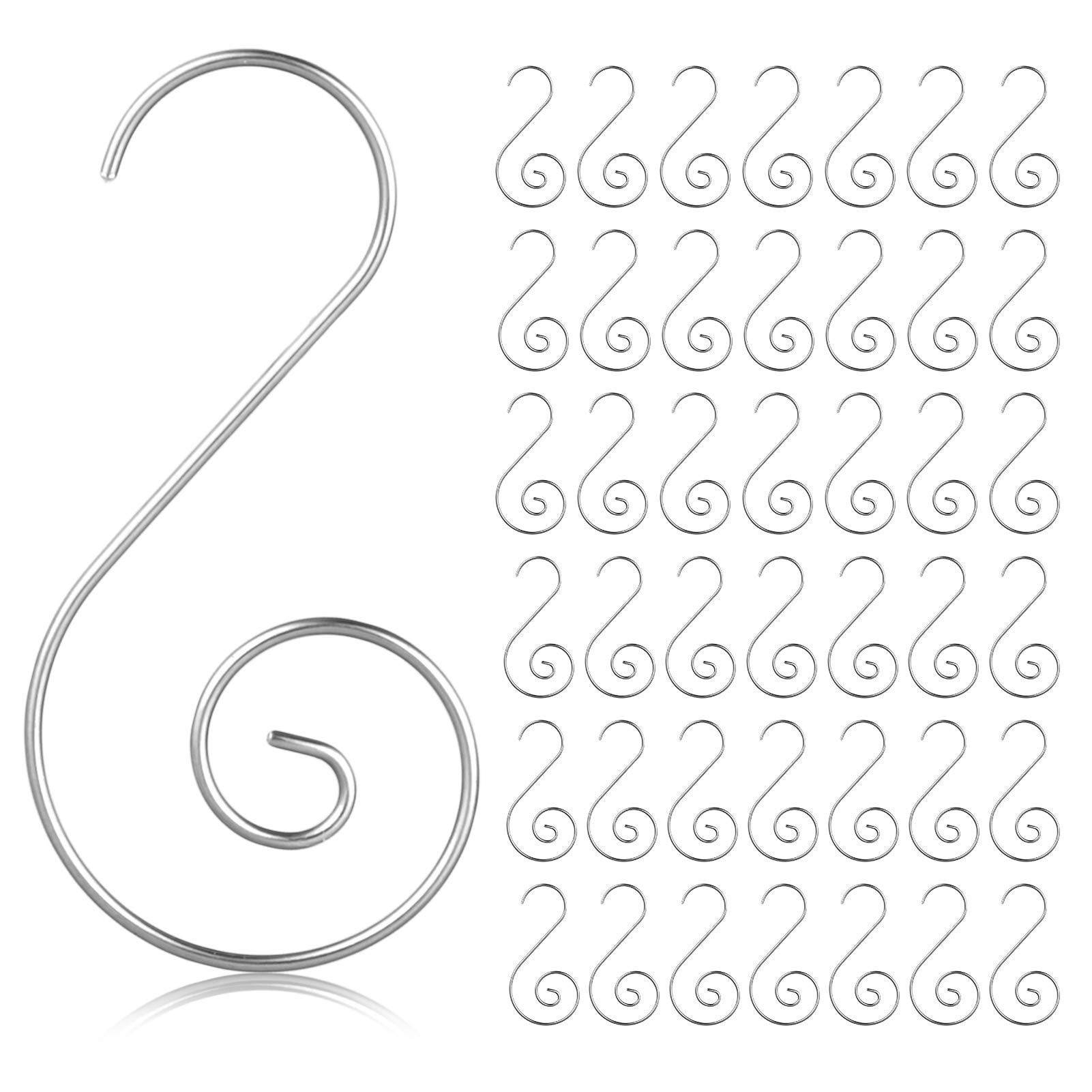 MELLIEX 120pcs Christmas Bauble Ornament Hooks S-Shaped Metal Hanger Mini Stainless Steel Hooks for Christmas Xmas Tree Decoration