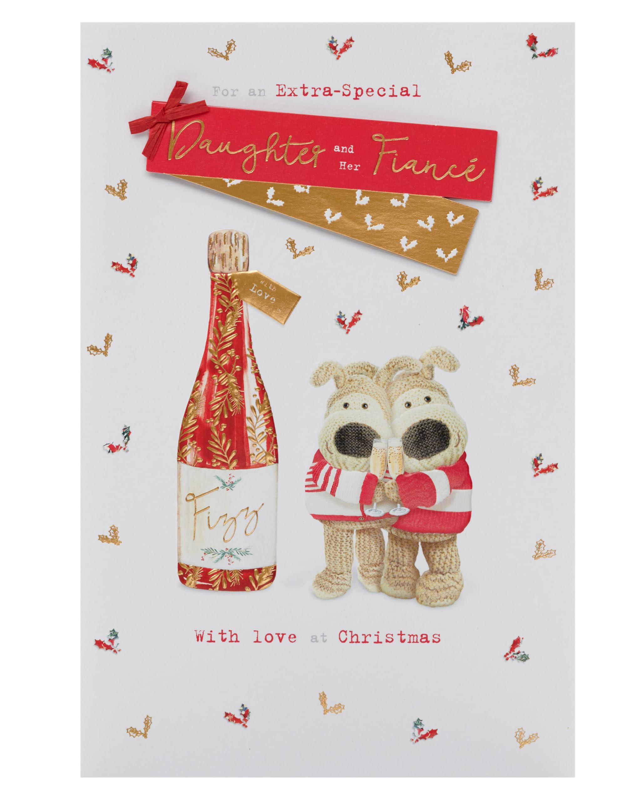 Boofle Daughter & Fiance Embellished Christmas Greeting Card Cute Xmas Cards