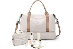 ONXTHIN Travel Bag with Shoes Compartment,Weekender Bags for Women Travel,Carry On Duffel Overnight Bag with Separate Toiletry Bag and Trolley Sleeve,Travel Tote Bag Sports Gym Bag with Wet Pocket