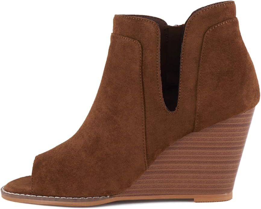 Womens Wedge Stacked Booties Zipper