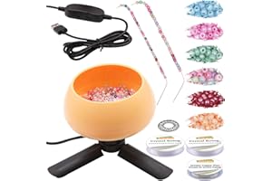 EuTengHao Electric Bead Spinner with Seed Pony Beads, Adjustable Speed Beading Loader with Big Eye Beading Needle Jewelry Wire for Jewelry Bracelet Necklace Assorted Beads Making DIY Crafts