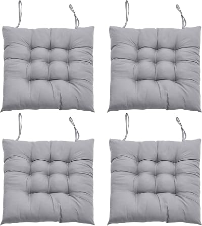 DKIEI Seat Pads for Dining Chairs Set of 4 40x40cm Grey Cushions