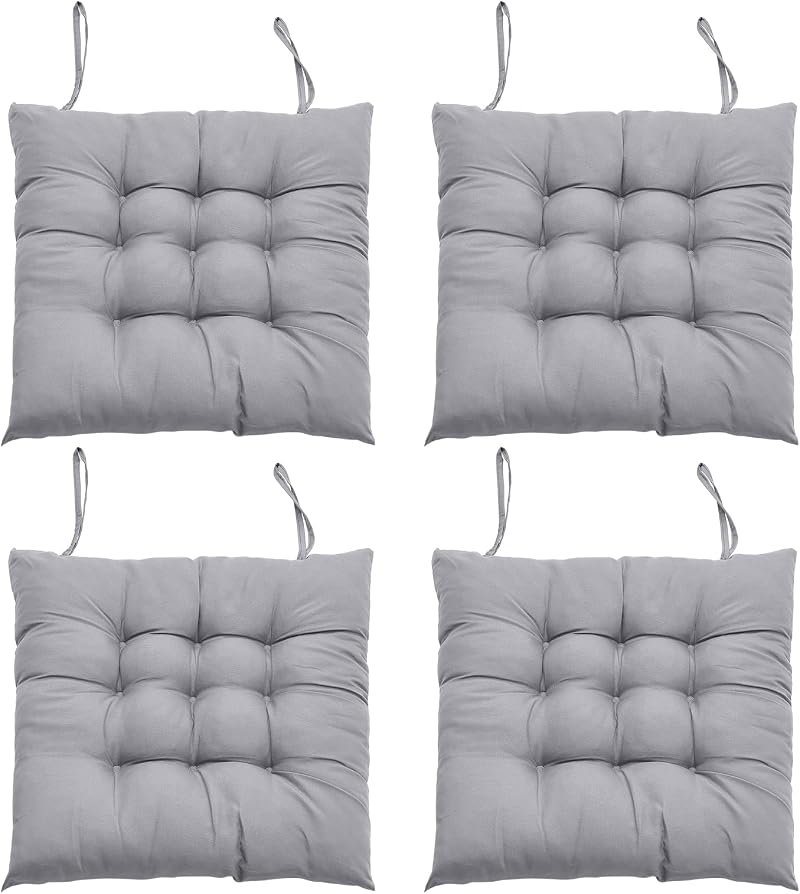 DKIEI Seat Pads for Dining Chairs Set of 4 40x40cm Grey Cushions