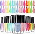 Nail Polish Set Fingernail: Pastel Macaron Rainbow Nail Polish Kit Regular Neon Air Quick Dry Nail Polish Pack for Women Nail Art Design Gift Holiday Party 0.27oz