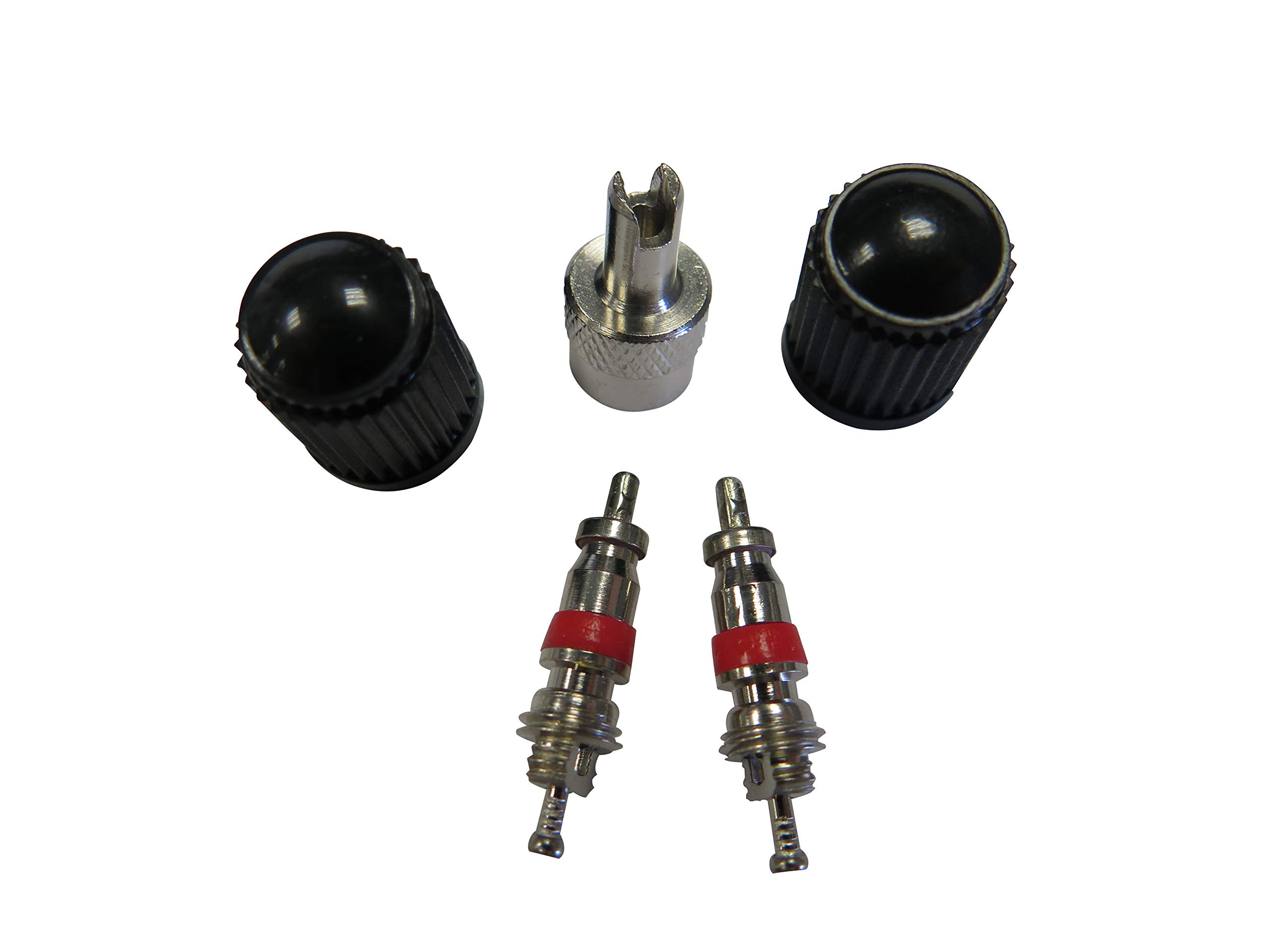 FISCHER Unisex – Adult Valve Set Car with Tool 5 Pieces, Black/Silver, Normal