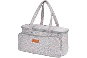 Hanfetch Yarn Bag-Yarn Storage Organizer with Grommets-Portable Crochet Bag for Yarn Skeins-Crochet Hooks-Knitting Needles -Other Accessories (Tulip-Orange)