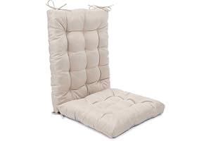 ALGUDBILT Rocking Chair Cushions Comfortable Tufted Seat Cushion Pads Non-skid Backed Set of Backrest and Seat Bottom for Porch Rocker Cane Adirondack Outdoor Indoor Chair (Cream, Backrest-24X17,Bottom-17x17)