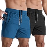 Lempue 2 Pack Mens Athletic Shorts 5 Inch Quick Dry Gym Workout Shorts Men Lightweight Sports Running Shorts with Pockets