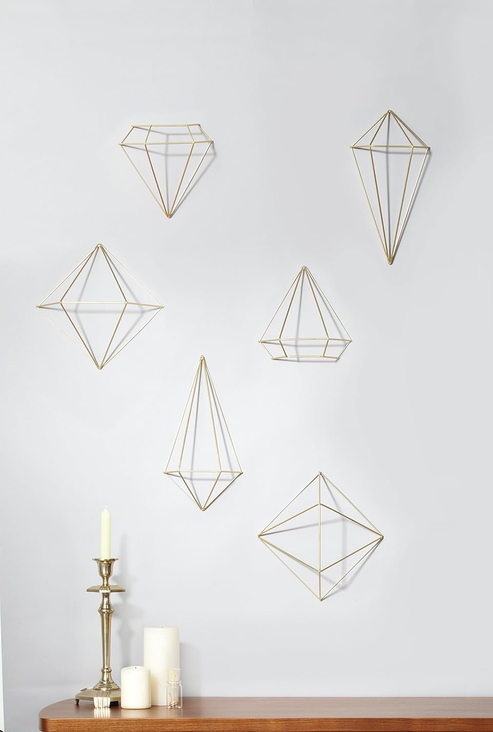 Umbra Prisma Wall Decor, Brass, Set of 6, Matt Brass, 33L x 19.1W cm - Image 5
