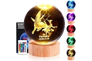 DCG Center, Zodiac Signs Crystal Ball Night Light, 3D Crystal Ball Night Light, Crystal Night Lamp for Kids, Decorations Gifts for Men, Women, Kids, Boys, Girls, Teens, Horoscope Lamp (Capricorn)