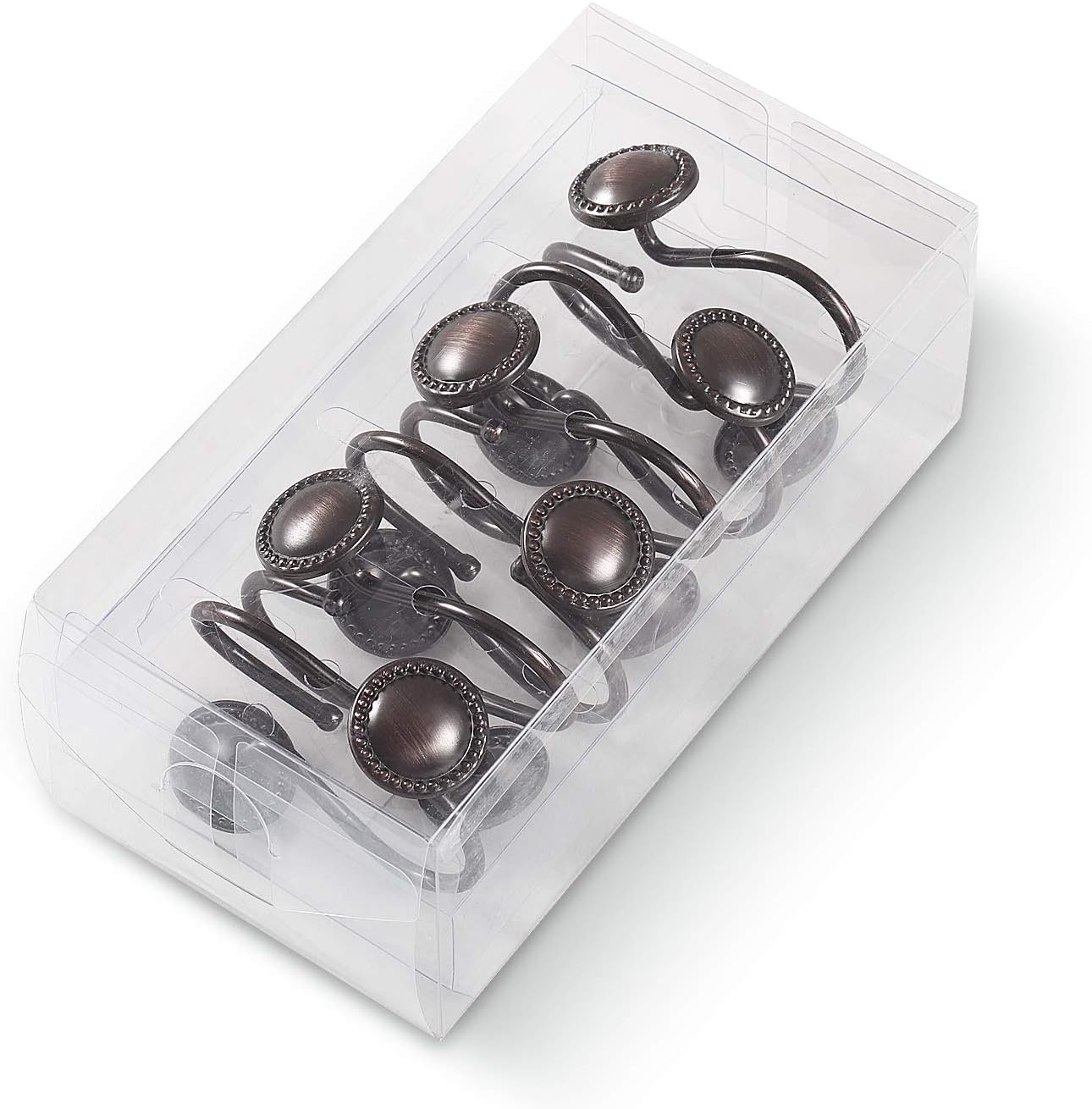 CHICTIE Bronze Shower Curtain Hooks,Oil Rubbed Decorative Shower Rings,Set of 12 Rust Resistant Shower Hooks Hangers for Bathroom Curtains Rods(Oil-Rubbed Bronze): Kitchen & Dining