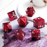 DNDND Matt Red DND Metal Dice 7 Pcs Gift Case Flower D&D Set view 3