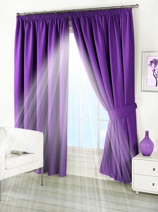 viceroy bedding Pair of PLUM PURPLE 90" Width x 54" Drop, Supersoft