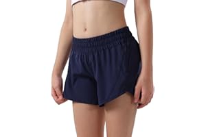 Aurefin Girls Athletic Shorts, Quick Dry Running Shorts for Kids Teen Girls Active Sports Track Shorts with Zip Pocket Liner