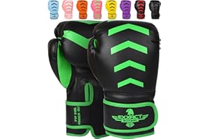 Exxact Sports Knockout Youth Boxing Gloves for Kids (3-15 Years) with Padded Protection and Wrist Support, Durable Engineered Leather Kids Boxing Gloves for Sparring, Muay Thai and Boxing