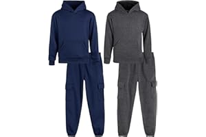 Quad Seven Boys' Fleece Jogger Set - 4 Piece Basic Solid Pullover Hoodie and Cargo Jogger Sweatpants (Size: 8-18)