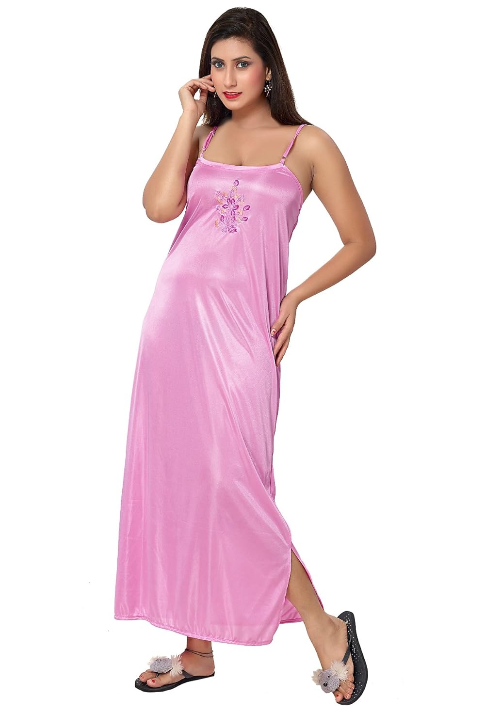 fashigo women's 2 piece satin nighty (free size)