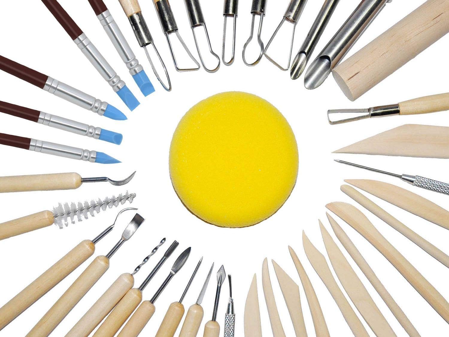 Pottery Tools, 44PCS Ceramic Clay Sculpting Tools Set with Plastic Case, for Beginners and Professional Art Crafts, by Augernis