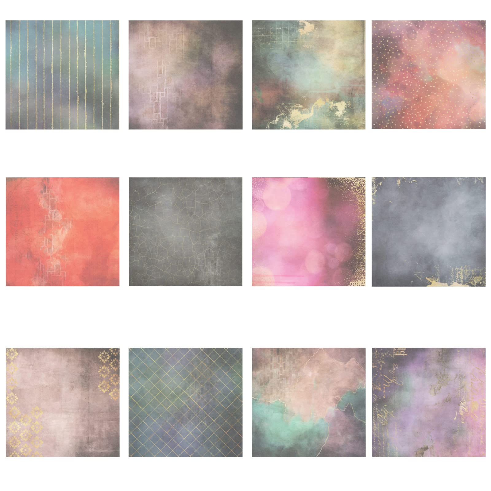 EMSea 24 Sheets Single-Sided Scrapbook Paper Pad 6 Inch Exquisite Vintage Writing Scrapbooking Cardstock Paper Pad for Photo Frame Decor Gift Decoration