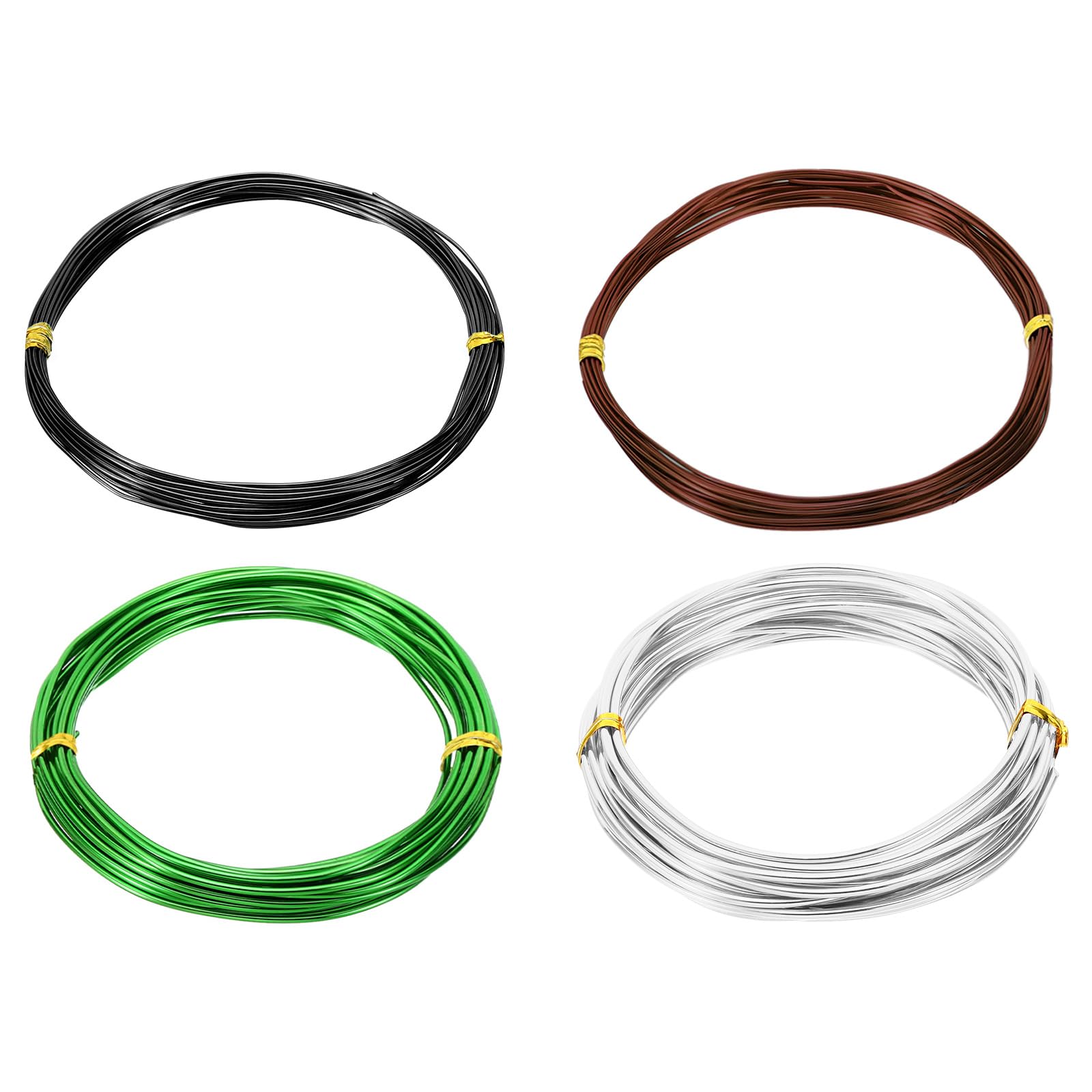 PATIKIL 16.4ft Aluminum Wire, 4pcs Jewelry Wire Bonsai Wire Metal Craft Wire 0.8mm 1mm 1.5mm 2mm for Crafts Bonsai Jewelry Making Beading Plants, Silver Copper Black Green
