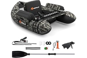 Goplus Inflatable Float Tube, Fishing Belly Boat with Fish Ruler, Pump, Storage Bag, Adjustable Straps, Fishing Float Tube for Angling, 350LBS Load Capacity