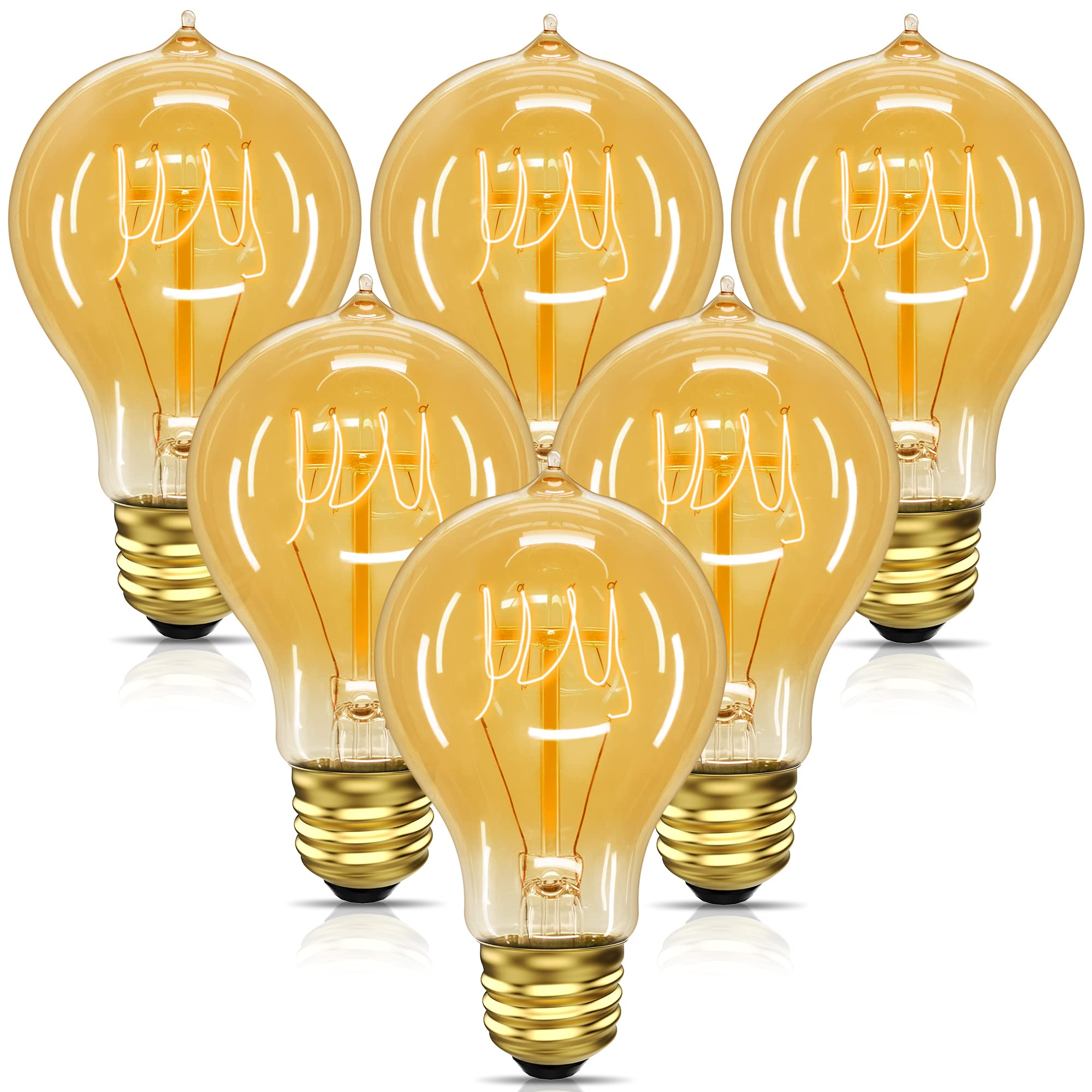 Photo 1 of UNILAMP Edison Bulbs 40W, Vintage A19 Antique Incandescent Light, E26 Dimmable Decorative, Warm White 2700K, 110-130V, 6 Pack