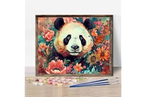XYLOGIST Paint By Numbers Kit for Adults Beginner - Panda Paint By Numbers for Adults, Animal Paint by Numbers Kits for Beginner, DIY HD Colorful Canvas Acrylic Painting, for Home Wall Decor 16X12 Inch